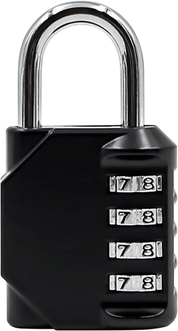 NUZAMAS 2 Pack Heavy Duty 4 Wheels Combination Padlock - Alloy Steel, Weatherproof Keyless Lock for Home, School, Garage Locker - Black