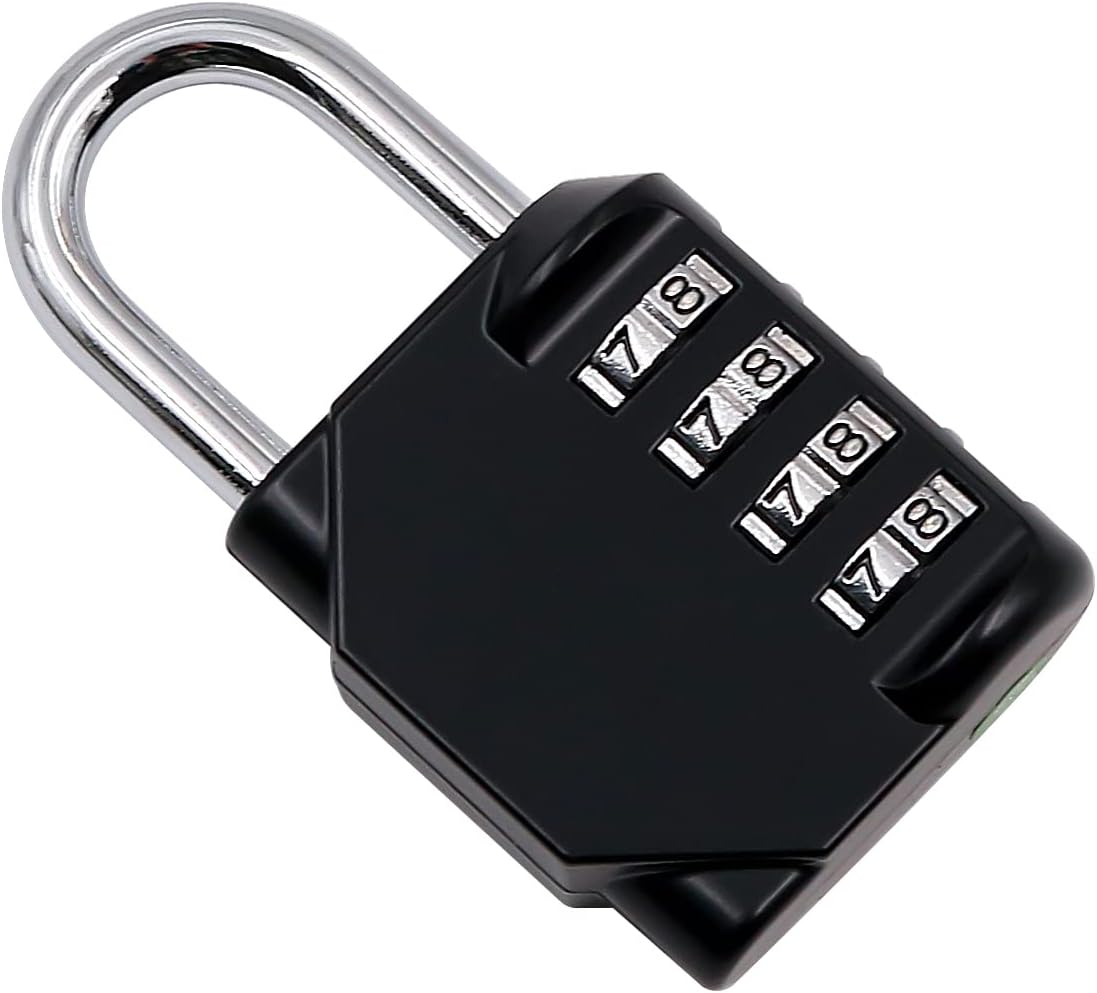 NUZAMAS 2 Pack Heavy Duty 4 Wheels Combination Padlock - Alloy Steel, Weatherproof Keyless Lock for Home, School, Garage Locker - Black