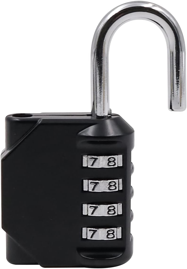 NUZAMAS 2 Pack Heavy Duty 4 Wheels Combination Padlock - Alloy Steel, Weatherproof Keyless Lock for Home, School, Garage Locker - Black