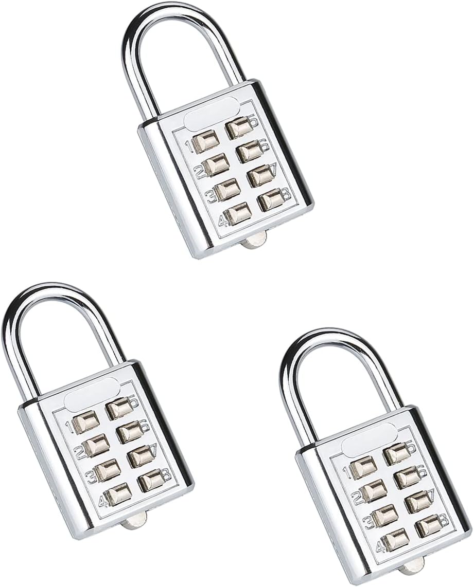 NUZAMAS 3 Pack Heavy Duty 4-Digit Combination Padlock with 35mm Zinc Alloy Body - Waterproof Keyless Lock for Home, School, and Garage - Corrosion Resistant Silver Locks