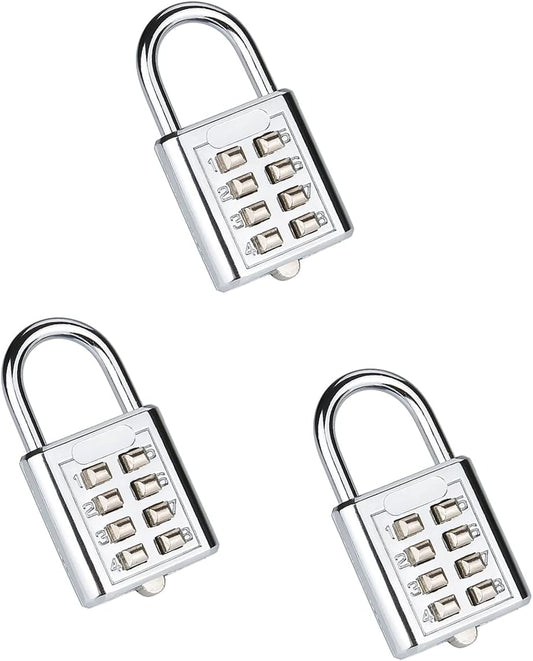 NUZAMAS 3 Pack Heavy Duty 4-Digit Combination Padlock with 35mm Zinc Alloy Body - Waterproof Keyless Lock for Home, School, and Garage - Corrosion Resistant Silver Locks