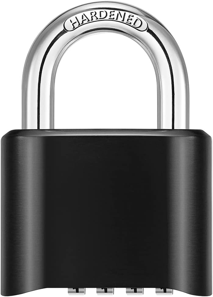 NUZAMAS 4-Wheel Zinc Alloy Combination Padlock Pack of 2 - Heavy Duty & Waterproof Keyless-Lock for Home, School, Garage Locker - Black