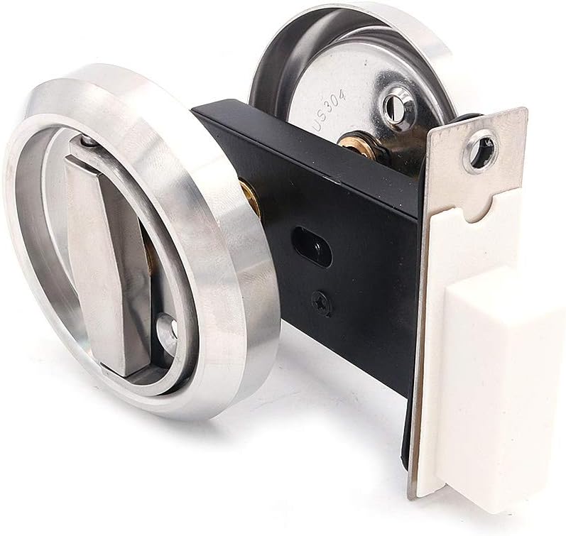 NUZAMAS Round Pocket Door Latch Set - Privacy Latch for Bedroom, Kitchen, Bathroom, Laundry Room - 304 Stainless Steel