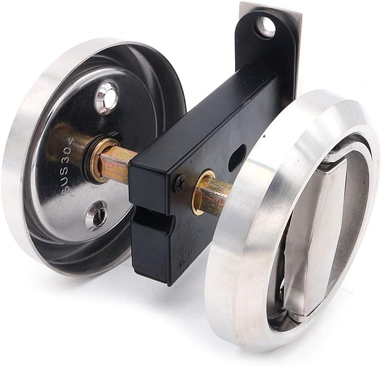 NUZAMAS Round Pocket Door Latch Set - Privacy Latch for Bedroom, Kitchen, Bathroom, Laundry Room - 304 Stainless Steel