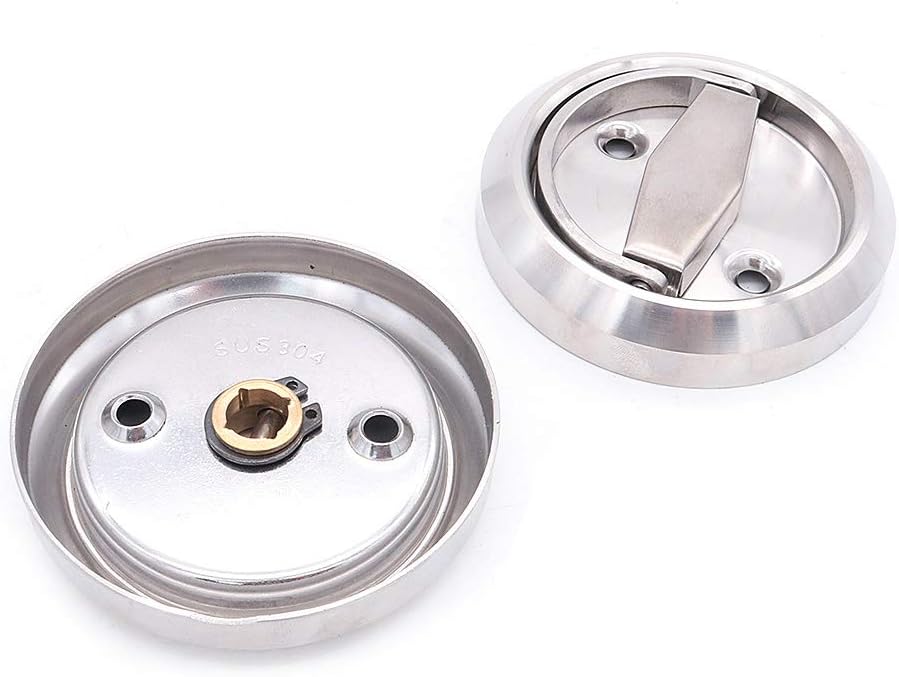 NUZAMAS Round Pocket Door Latch Set - Privacy Latch for Bedroom, Kitchen, Bathroom, Laundry Room - 304 Stainless Steel