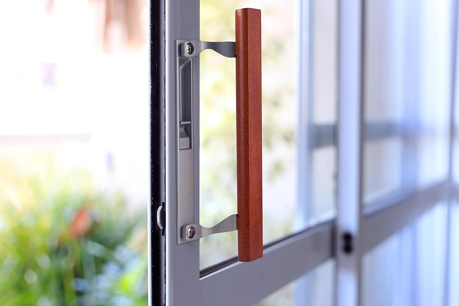 Oak Sliding Patio Door Handle Set - Replacement for Wood/Aluminum Grey Doors - Internal Handle Kit