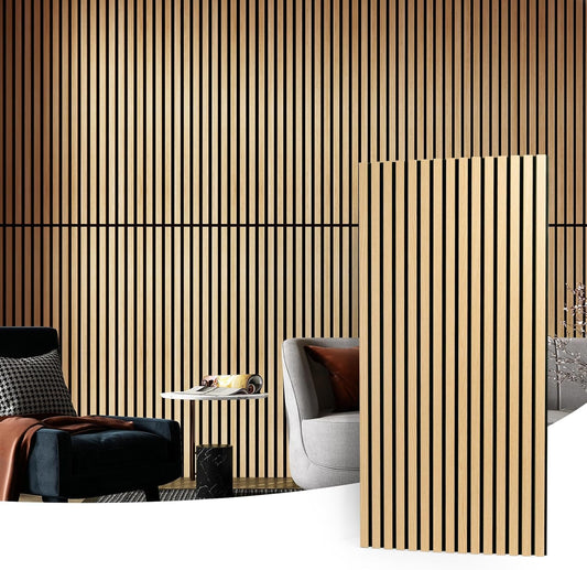 Oak Wood Finish 3D Fluted Acoustic Panels for Wall and Ceiling - Sound Absorbing Panel with Wood Slat Design by Art3d