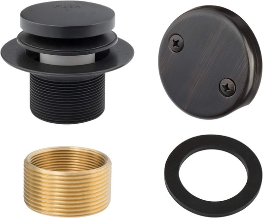 Oil Rubbed Bronze Artiwell Tip-Toe Tub Trim Set with 2-Hole Overflow Faceplate - Universal Fine/Coarse Thread Replacement Bath Drain Kit