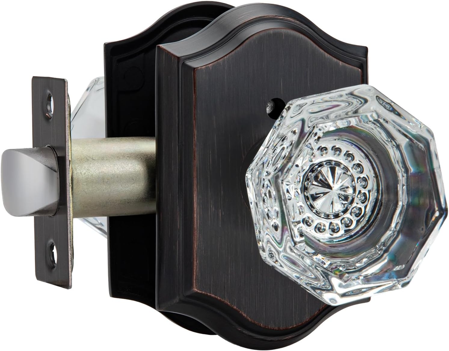 Oil Rubbed Bronze Crystal Glass Door Knobs - Privacy Locking Decor for Bedroom or Bathroom