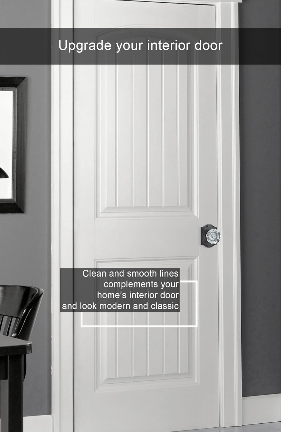 Oil Rubbed Bronze Crystal Glass Door Knobs - Privacy Locking Decor for Bedroom or Bathroom