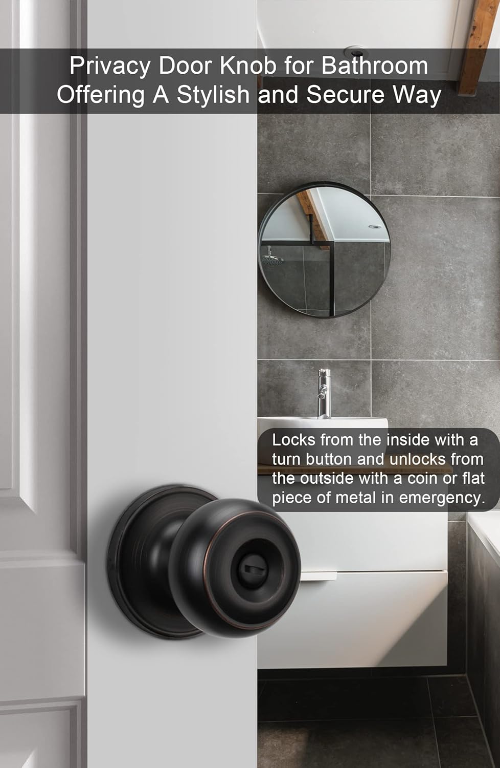 Oil-Rubbed Bronze Interior Door Knobs - Privacy Bedroom Knobs (3 Pack)