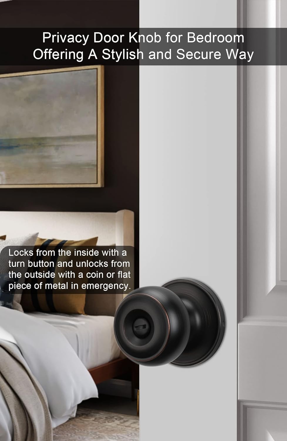 Oil-Rubbed Bronze Interior Door Knobs - Privacy Bedroom Knobs (3 Pack)