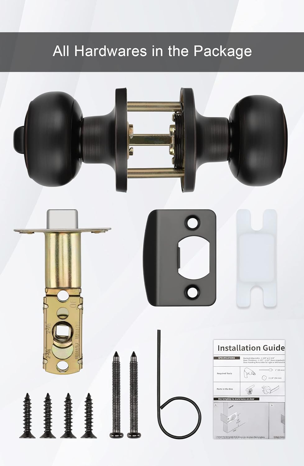 Oil-Rubbed Bronze Interior Door Knobs - Privacy Bedroom Knobs (3 Pack)