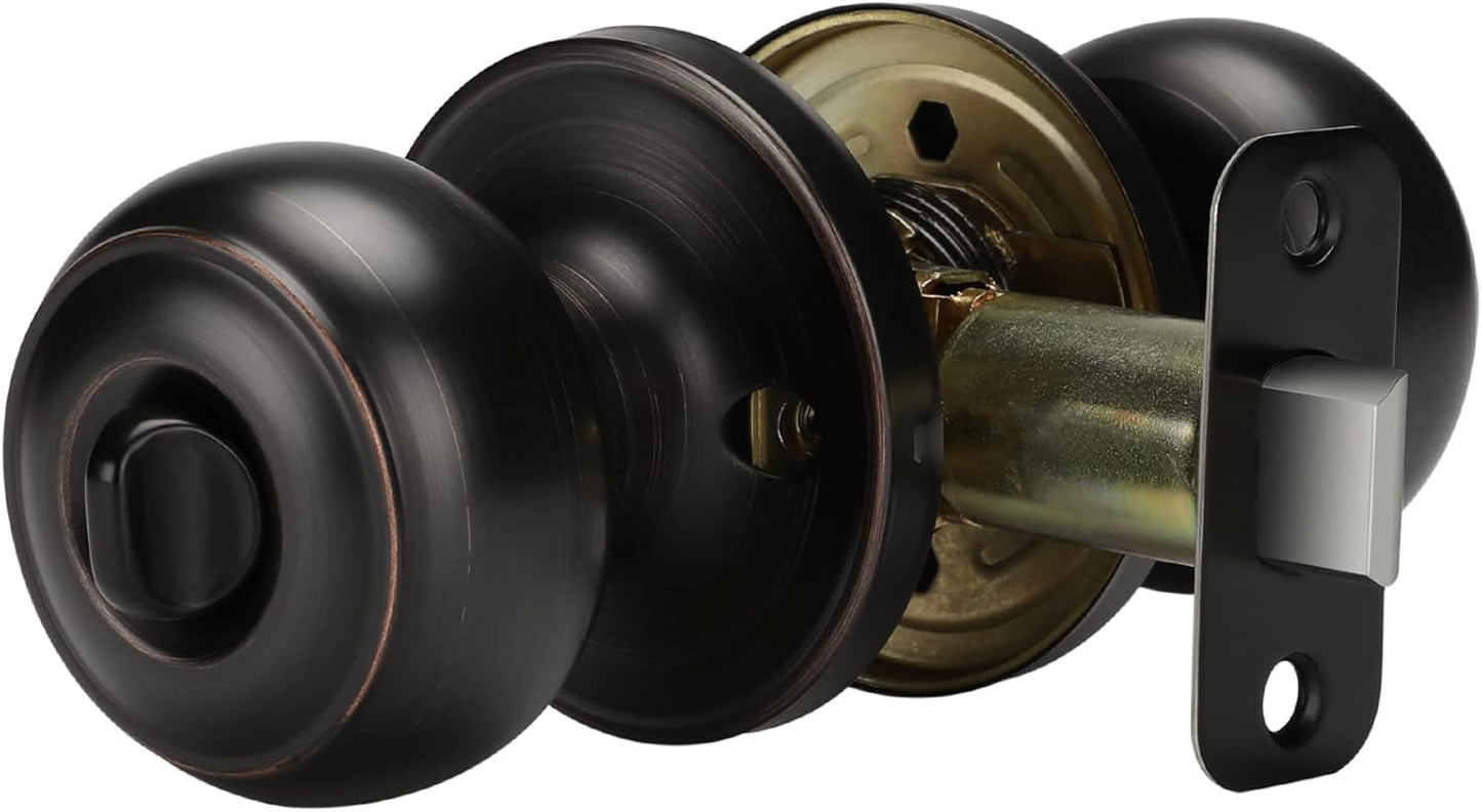Oil-Rubbed Bronze Interior Door Knobs - Privacy Bedroom Knobs (3 Pack)