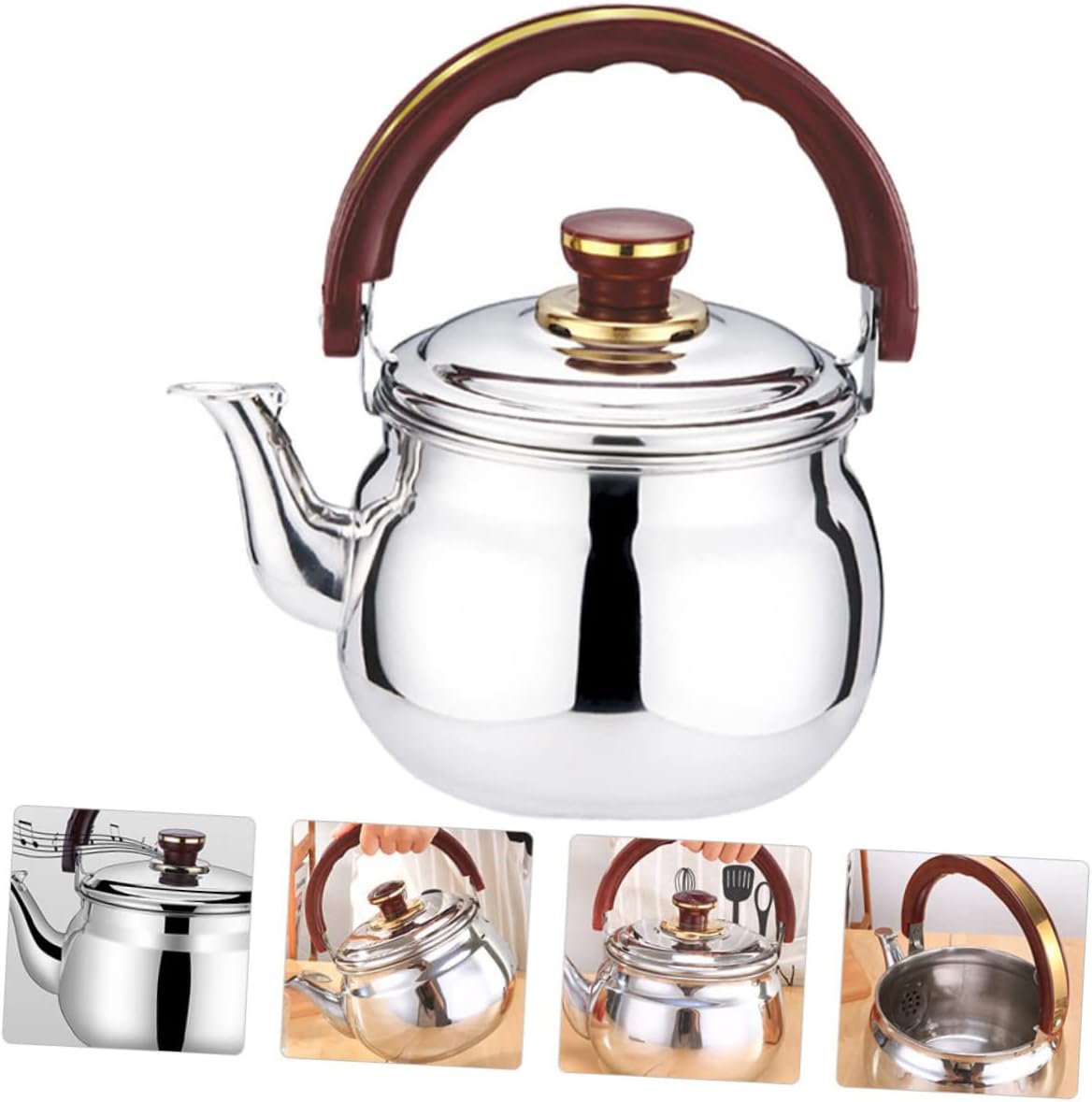 OMaju Stainless Steel Tea Kettle - Chirping Kettle, Water Jug, Ceramic Teapot