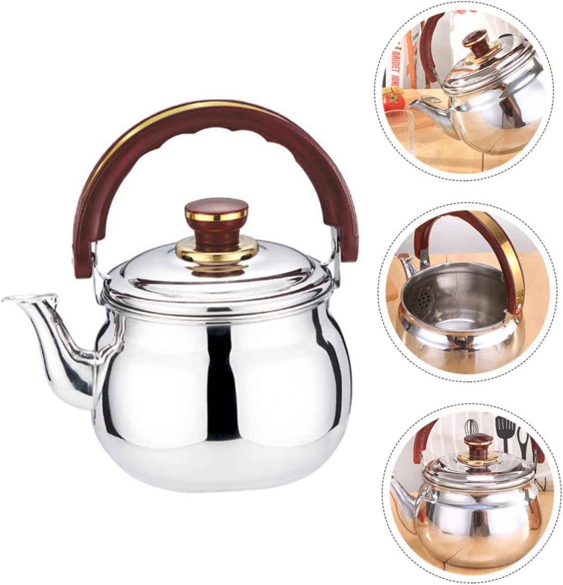 OMaju Stainless Steel Tea Kettle - Chirping Kettle, Water Jug, Ceramic Teapot