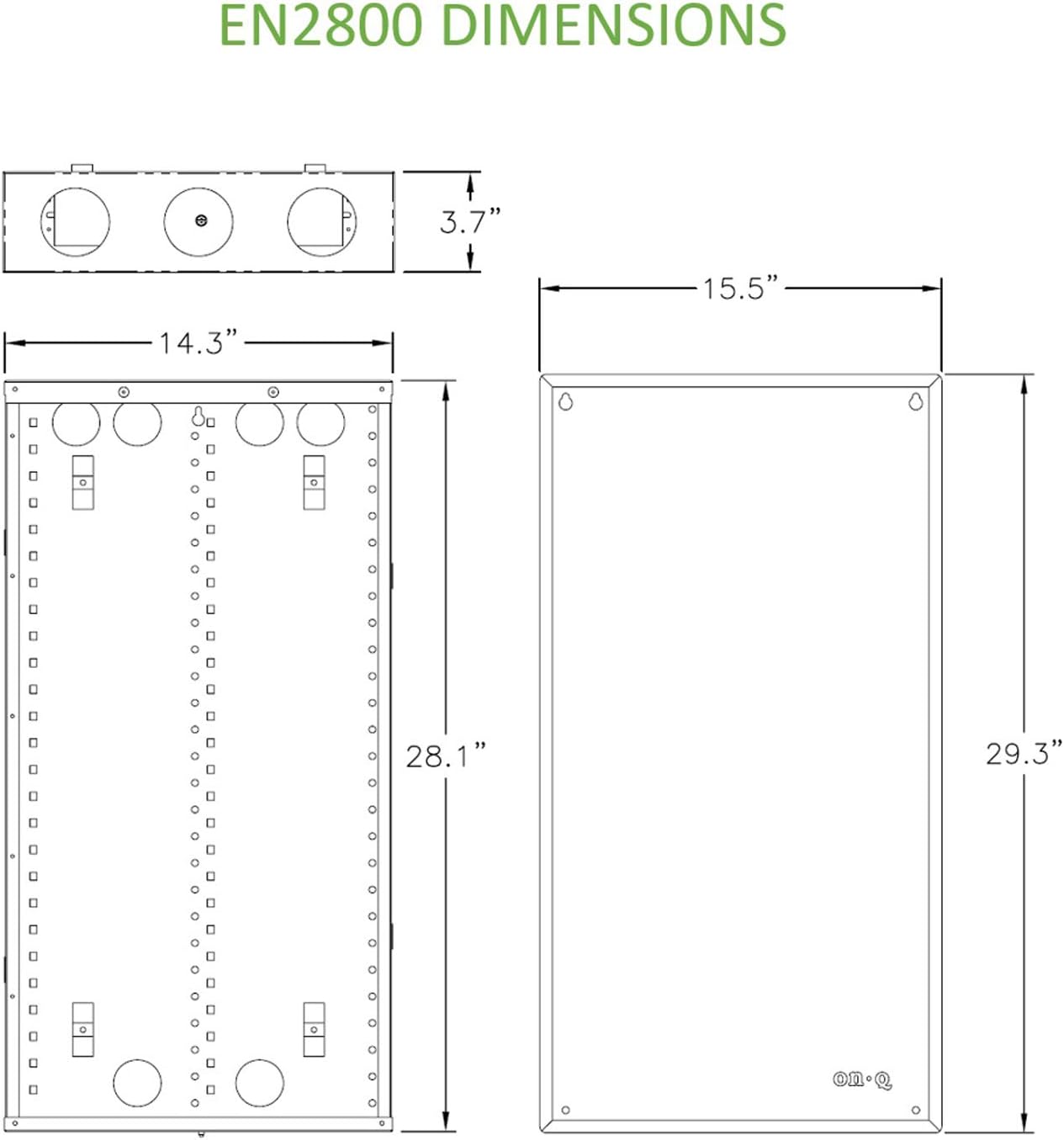 On-Q Legrand EN2800 28 Inch Recessed Media Enclosure with 20 Gauge Box - White, Cable Wall Cover with 2.5 Inch Openings and Mounting Hardware