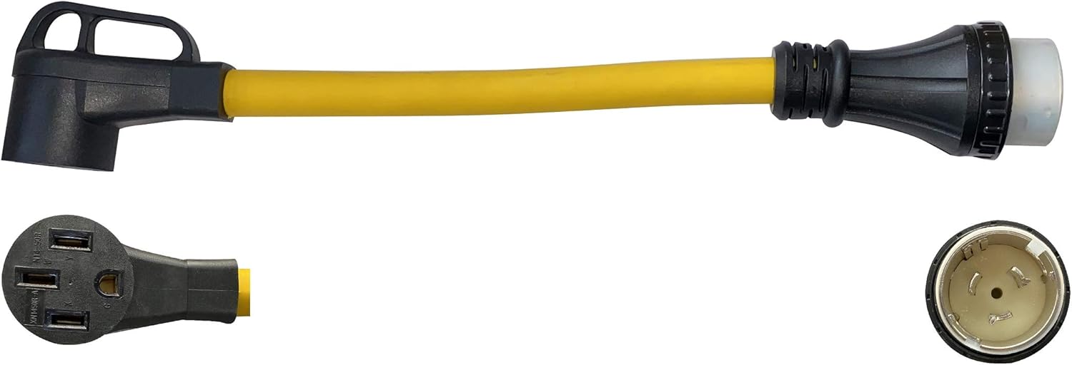 ONETAK NEMA SS2-50P to 14-50R 50 Amp Marine Twist Lock Plug to 4 Prong Outlet Adapter