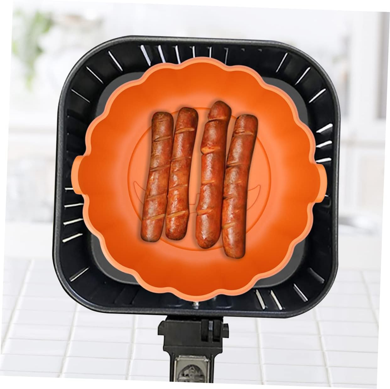 Orange Air Fryer Liner Paper Baking Tray Liners for Air Fryer Pans - Replaceable Inner Pad for Baking Supplies and Oven Tray