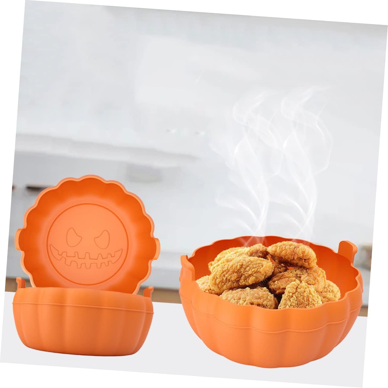 Orange Air Fryer Liner Paper Baking Tray Liners for Air Fryer Pans - Replaceable Inner Pad for Baking Supplies and Oven Tray
