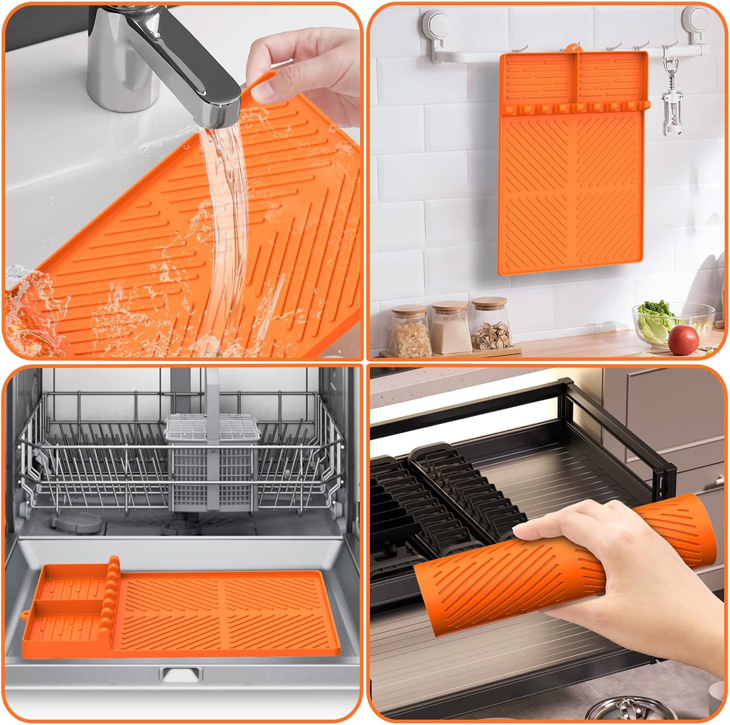 Orange Silicone Griddle Tools Mat for Blackstone - Non-Slip Side Shelf Mat for Outdoor Grill - Drip Pad Included