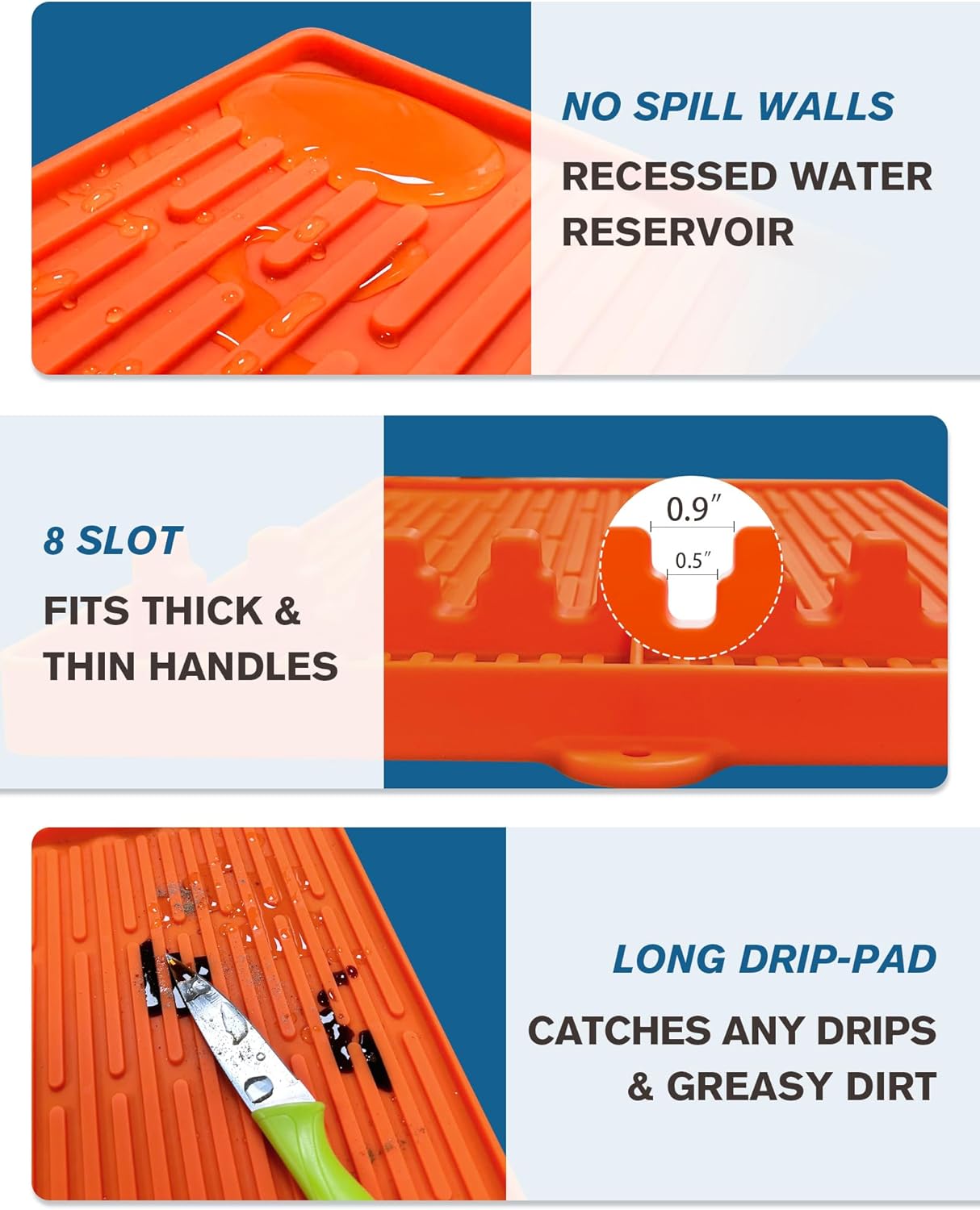 Orange Silicone Griddle Tools Mat for Blackstone - Heat Resistant BBQ Grill Pad, Spatula Rest - Cooking & Countertop Accessories