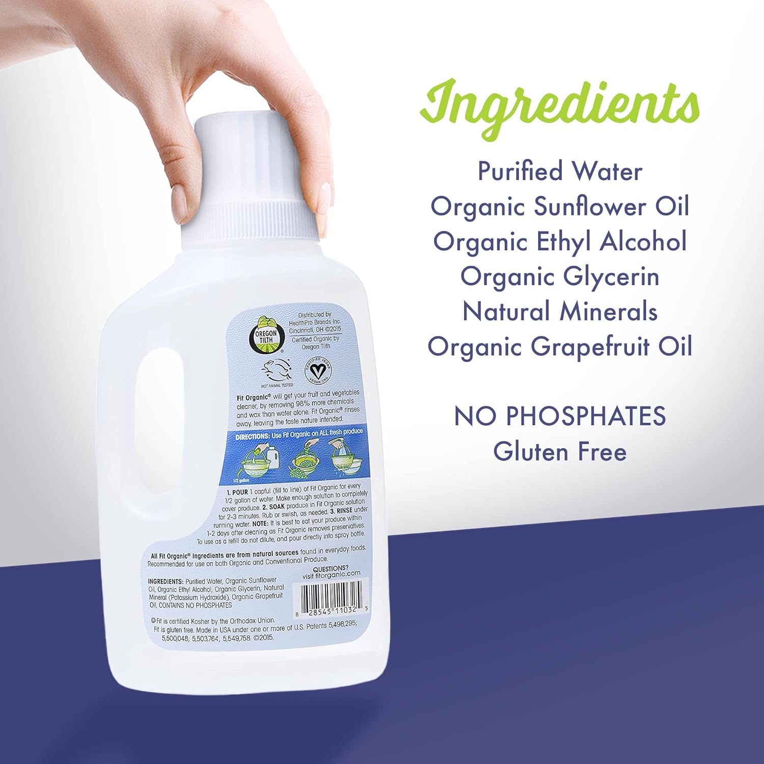 Organic 32 Oz Produce Wash - Fruit & Vegetable Cleaner, Pesticide & Wax Remover