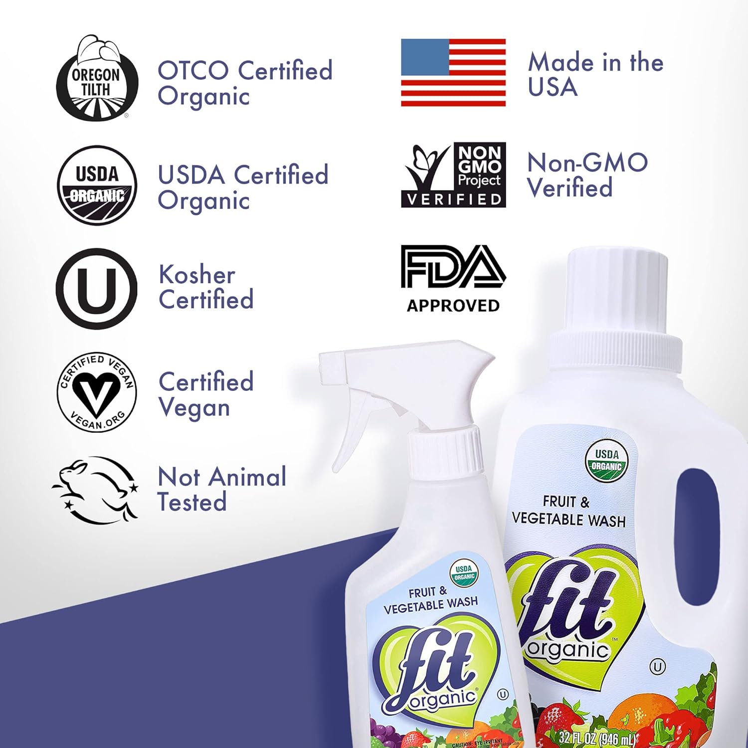 Organic 32 Oz Produce Wash - Fruit & Vegetable Cleaner, Pesticide & Wax Remover