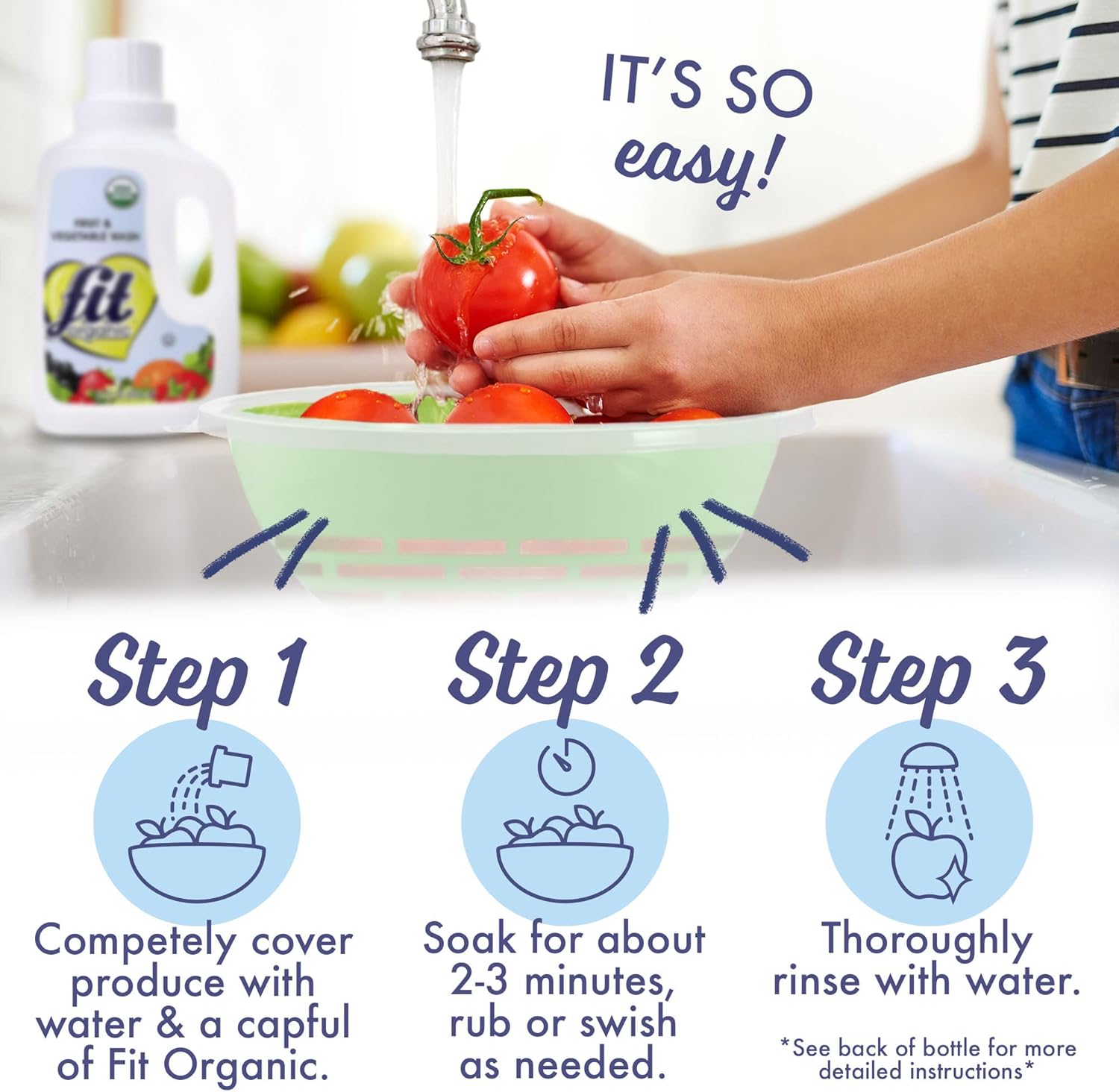 Organic 32 Oz Produce Wash - Fruit & Vegetable Cleaner, Pesticide & Wax Remover