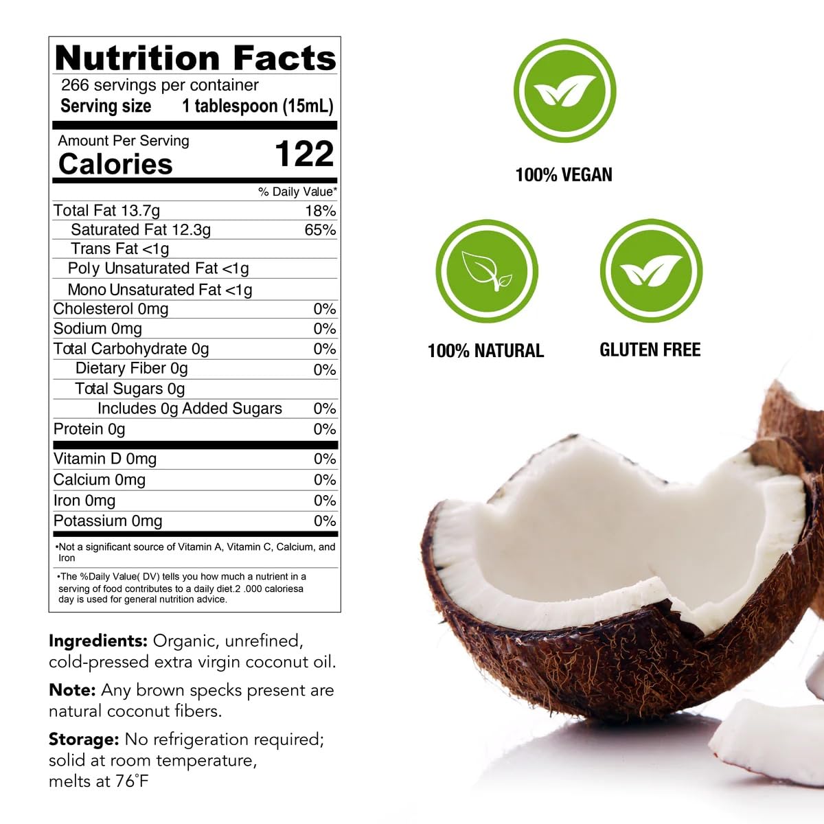 Organic Miracle Palm Virgin Coconut Oil for Skin, Hair, Cooking & Baby Care - 1 Gallon Unrefined Coconut Oil for Baking, Sautéing & Stir Frying