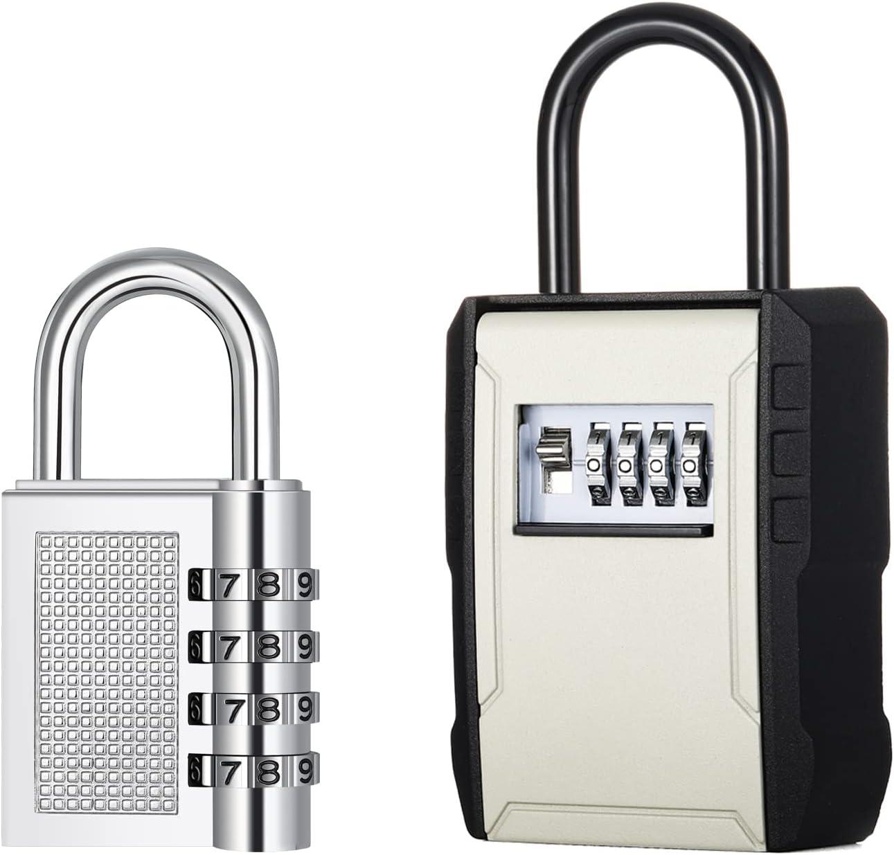 Outdoor 4 Digit Combination Locker Lock for Gym, School, Gates, Doors - Key Lock Box for Outside - Wall Mount or Door Knob Hang