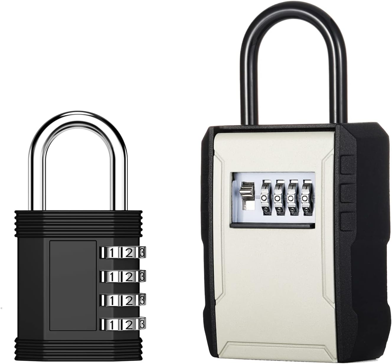 Outdoor 4 Digit Combination Locker Lock for Gym, School, Gates, Doors - Key Lock Box for Outside - Wall Mount or Door Knob Hang