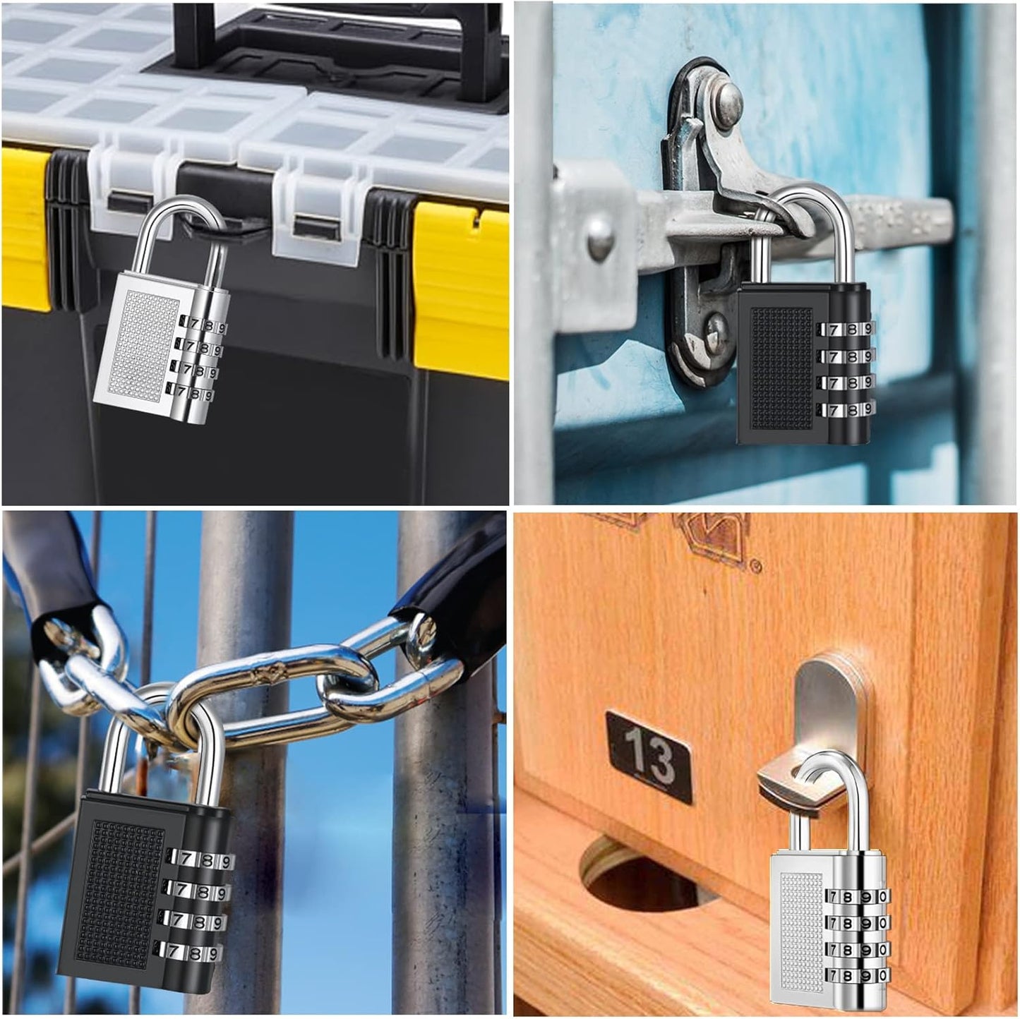 Outdoor 4-Digit Combination Locker Lock for Gym, School, Gates, Doors - Key Box Wall Mount or Door Knob Hang - Key Lock Box for Outside