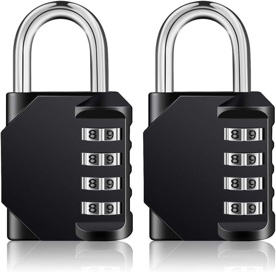 Outdoor 4-Digit Combination Padlock for School, Gym, and Black Lock - ZHEGE Lock