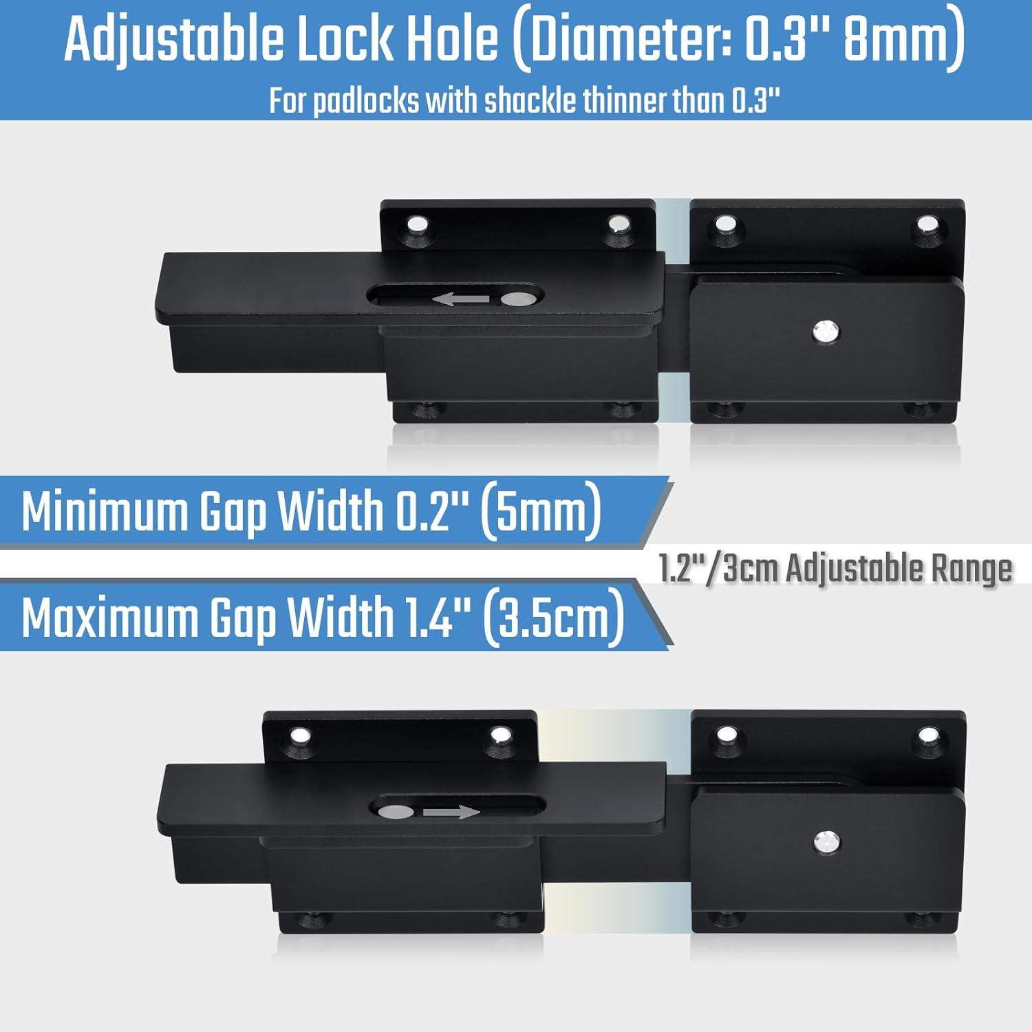 Outdoor Aluminum Flip Gate Latch Lock with Padlock Hole for Wooden Fence - Ideal for Swing Open Gate, Double Gate, Barn Door, Shed, Vinyl Fence, Yard - Black (1 Pack) - WildKart