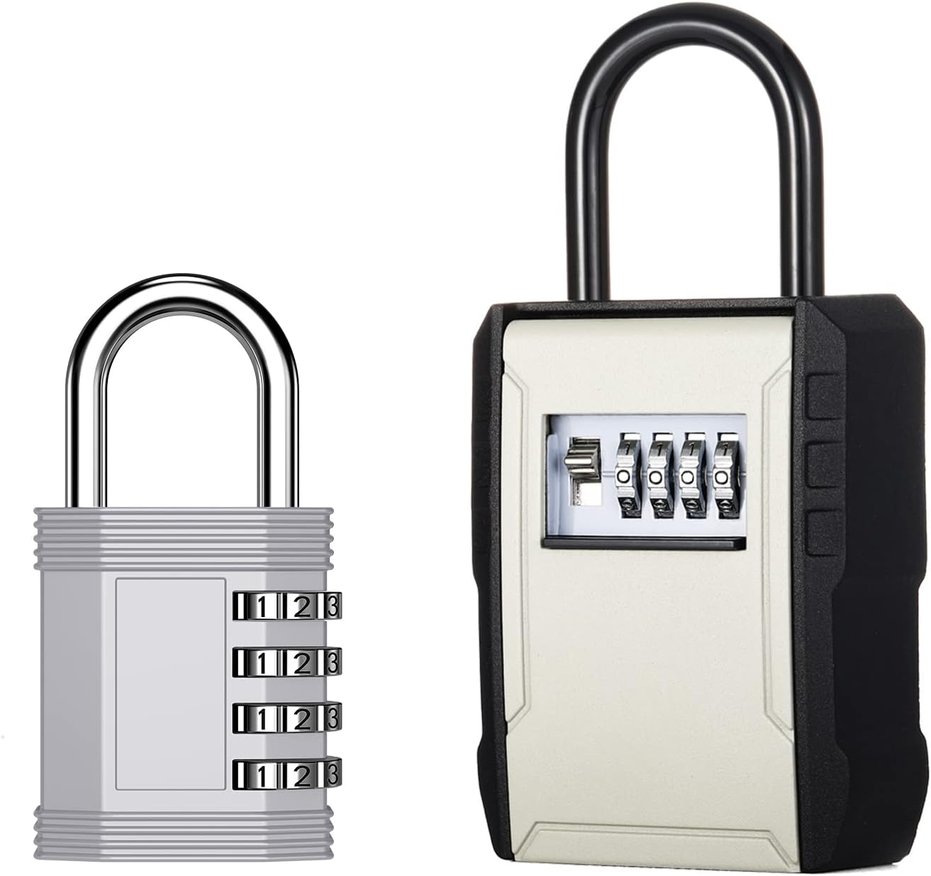 Outdoor Combination Locker Lock with 4 Digits for Gym, School, Gates, Doors - Key Box for Outside - Wall Mount or Door Knob Hang