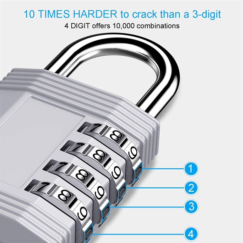 Outdoor Combination Locker Lock with 4 Digits for Gym, School, Gates, Doors - Key Box for Outside - Wall Mount or Door Knob Hang