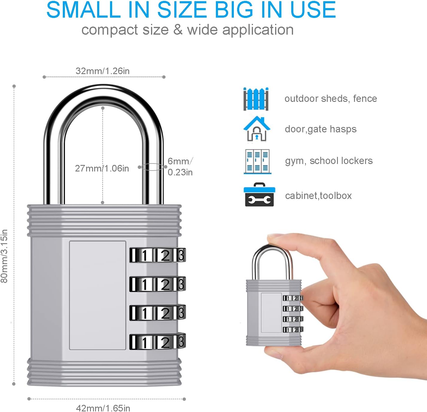 Outdoor Combination Locker Lock with 4 Digits for Gym, School, Gates, Doors - Key Box for Outside - Wall Mount or Door Knob Hang