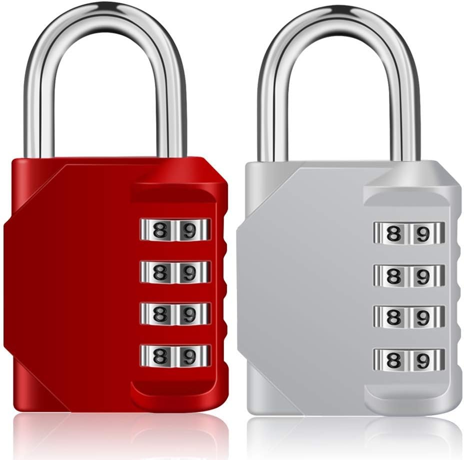 Outdoor Combination Padlock 2 Pack, 4 Digit Lock for Gym, Employee, School, Fence - ZHEGE Combo Lock for Hasp Cabinet
