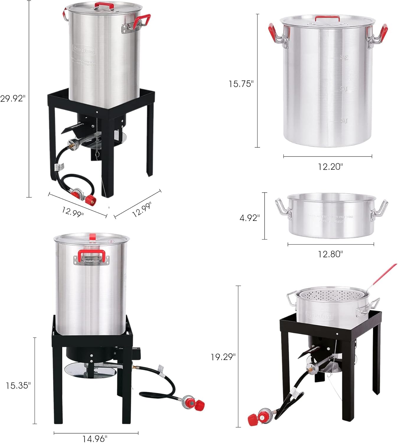 Outdoor Cooking Set: CreoleFeast TFS3010 Propane 30 Qt. Turkey and 10 Qt. Fish Fryer Boiler Steamer with 50,000 BTU Burner