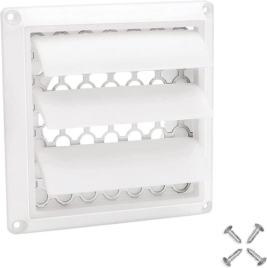 Outdoor Dryer Vent Cover with Pest Guard Screen, Aluminum Louvered Exhaust Cap for 4" Opening Hood Duct - White