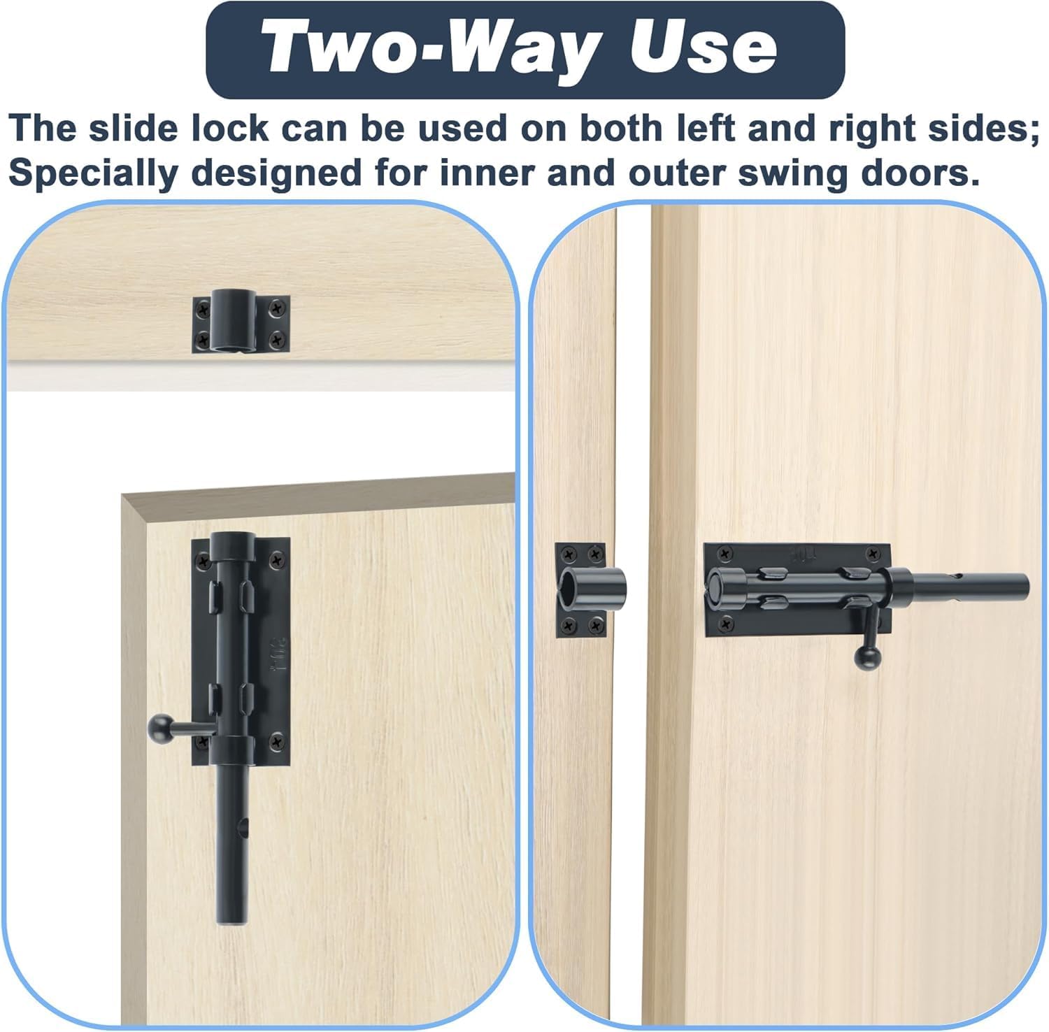 Outdoor Fence Gate Slide Bolt Latch Set with Padlock - Heavy Duty Barrel Bolt Locks for Wooden Fence, Shed, Door - Gate Hardware Kit