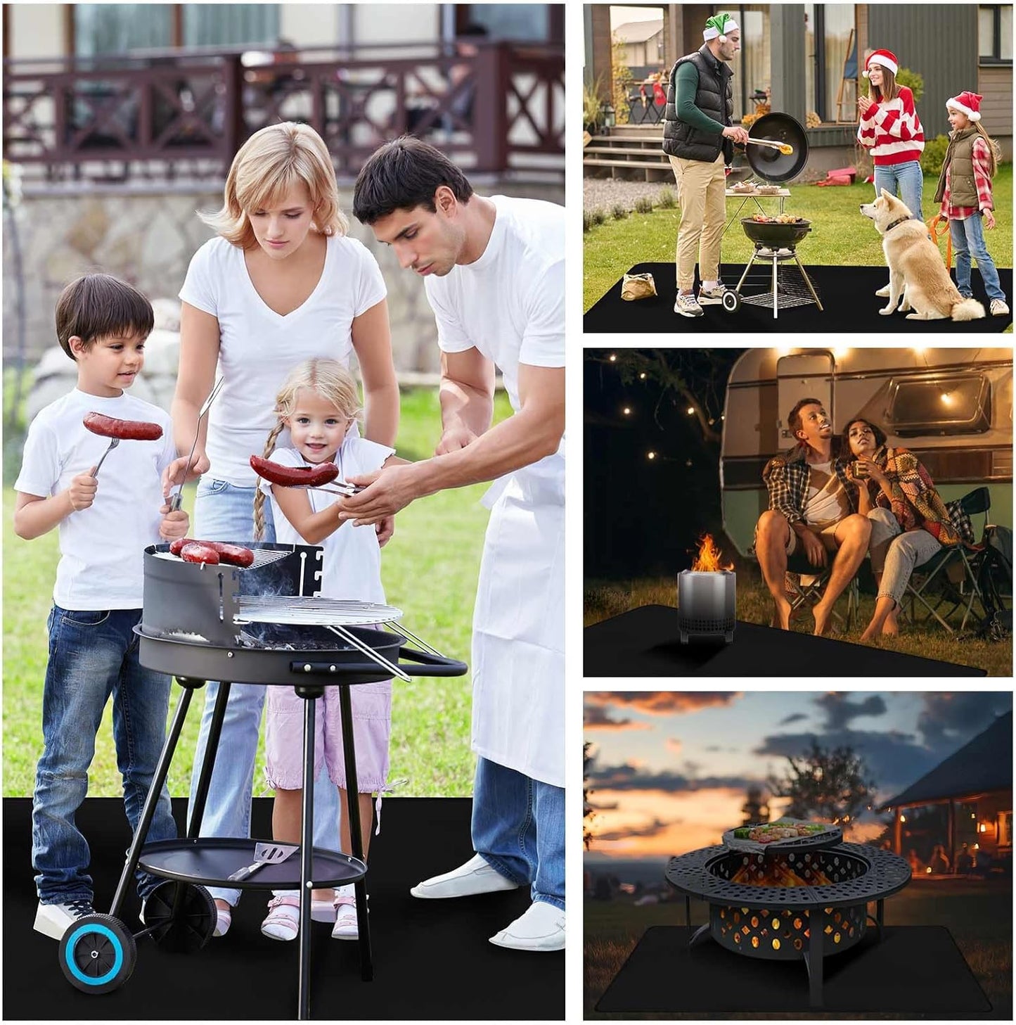 Outdoor Grill Mat - 100x51 Inches, Fireproof & Waterproof BBQ Mat for Deck and Patio Protection from Oil & Stains