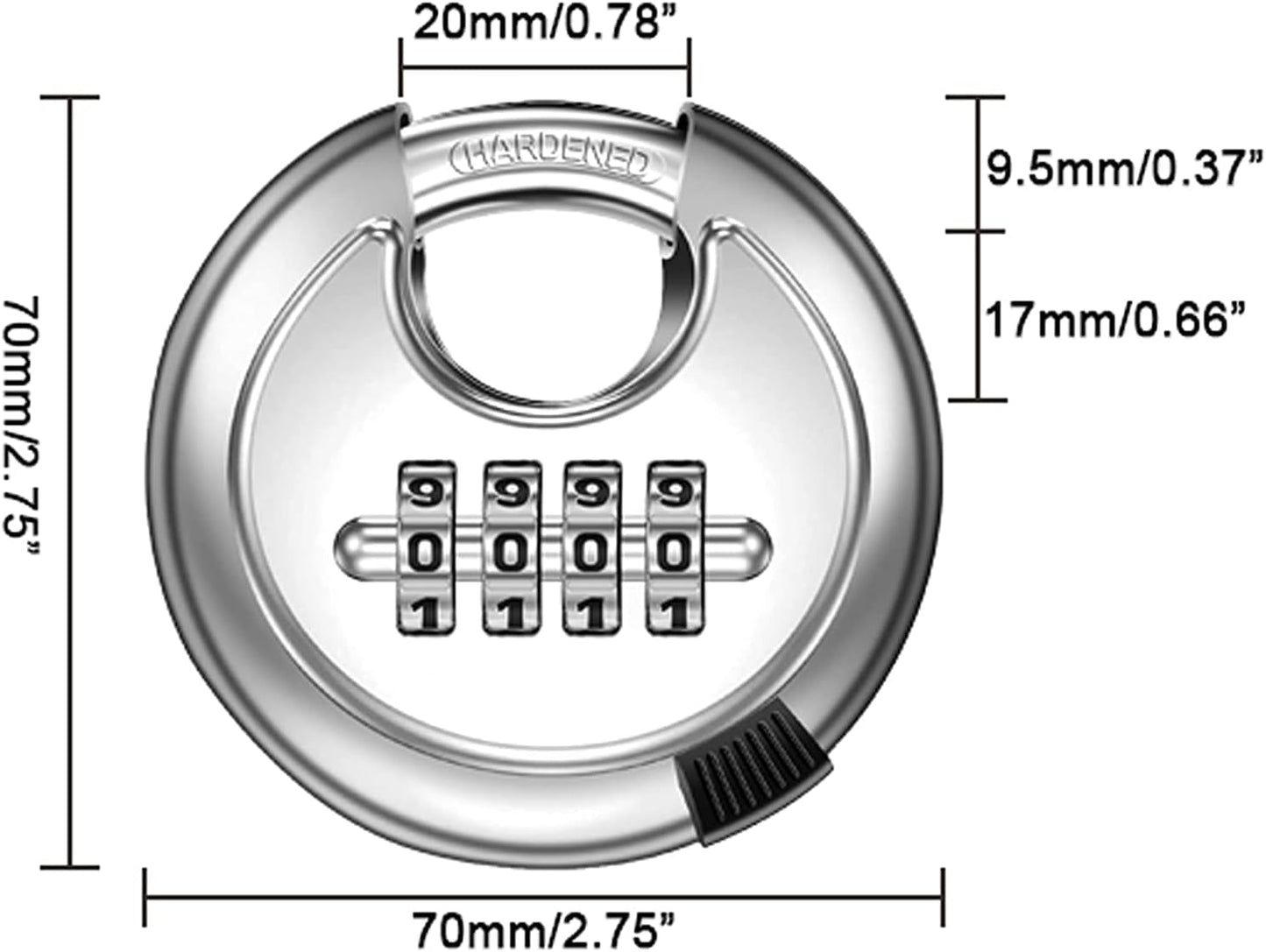 Outdoor Heavy Duty 4 Digit Combination Disc Padlock for Storage Unit, Gate, Fence, Trailer - DAYGOS Combo Discus Lock