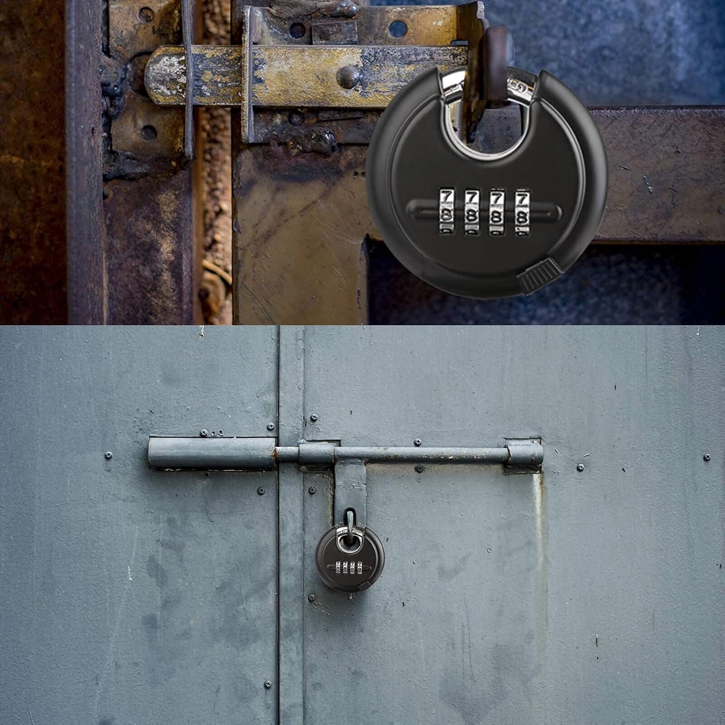 Outdoor Heavy Duty 4 Digit Combination Disc Padlock for Storage Unit, Gate, Fence, Trailer - DAYGOS Combo Discus Lock