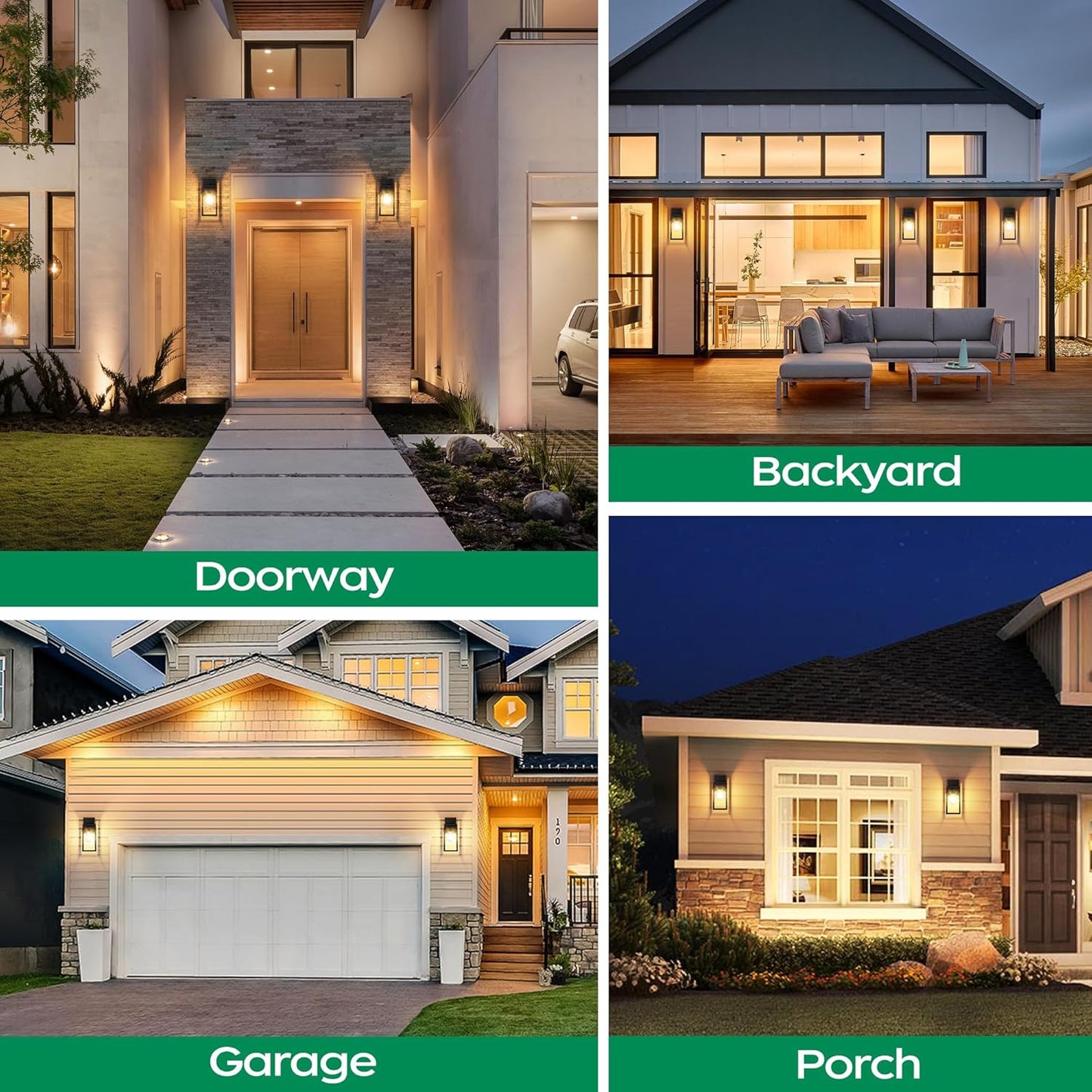 Outdoor Wall Mount Light Fixtures, Waterproof Exterior Sconces with Clear Glass, Black Aluminum, Anti-Rust for Garage, Doorway - 2 Pack