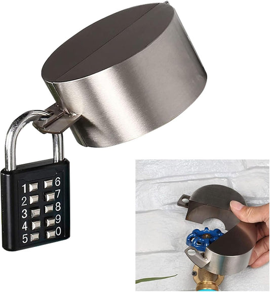 Outdoor Water Spigot Lock with Padlock - Prevent Water Theft and Unauthorized Use - Hose Bib Lock for Outside Faucets