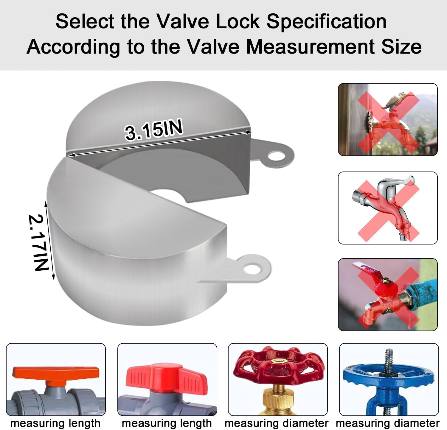 Outdoor Water Spigot Lock with Padlock - Prevent Water Theft and Unauthorized Use - Hose Bib Lock for Outside Faucets