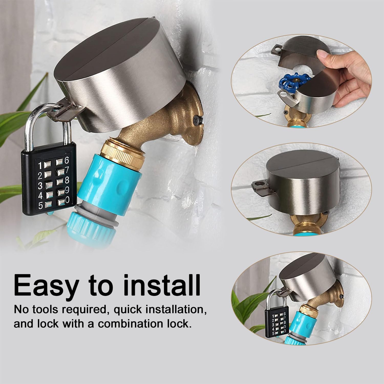 Outdoor Water Spigot Lock with Padlock - Prevent Water Theft and Unauthorized Use - Hose Bib Lock for Outside Faucets