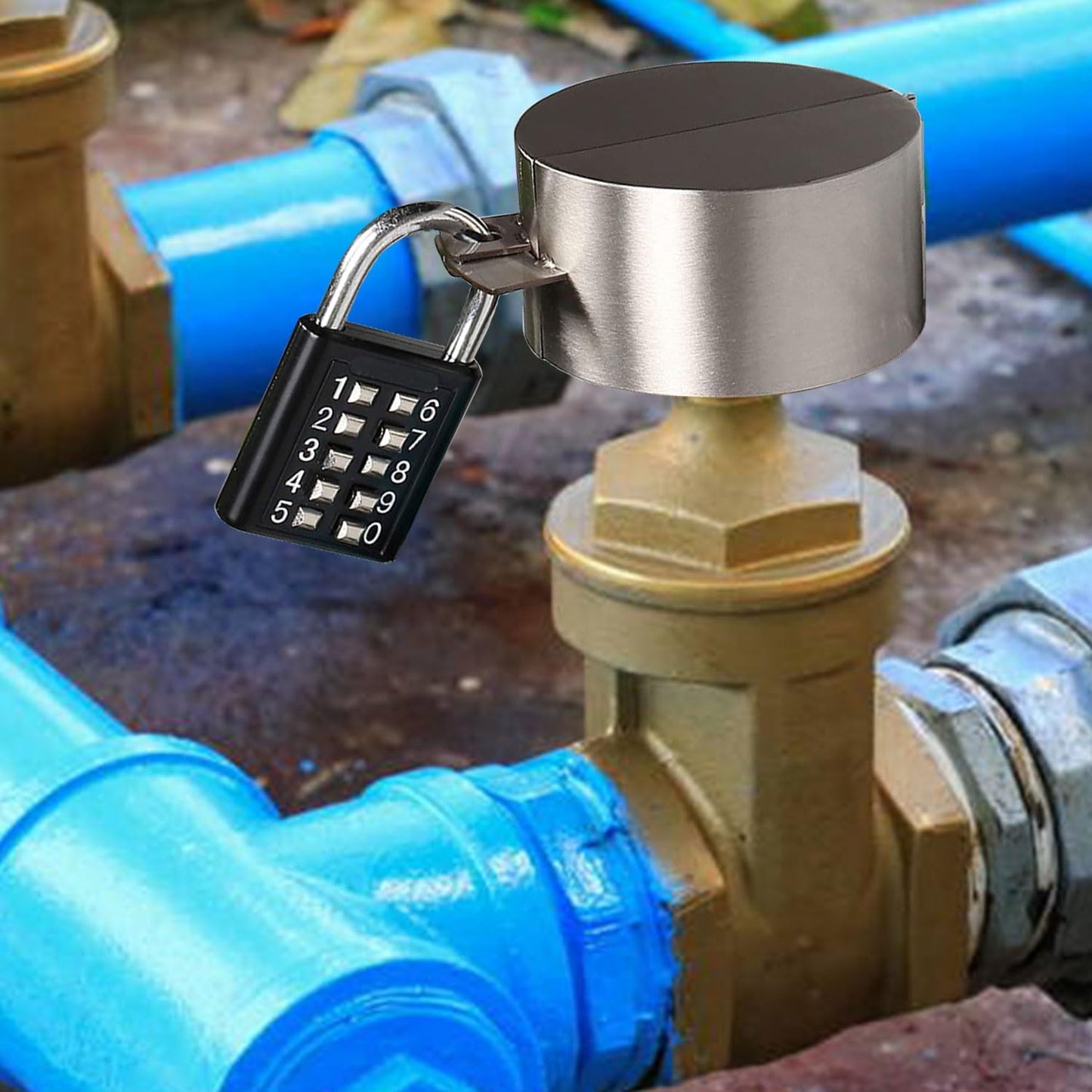 Outdoor Water Spigot Lock with Padlock - Prevent Water Theft and Unauthorized Use - Hose Bib Lock for Outside Faucets